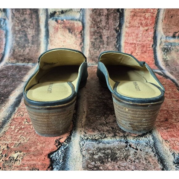 Lucky Brand Margrete Leather Mule Slide Light Gray Size 8.5 M Slip On Block Heal - Picture 7 of 10
